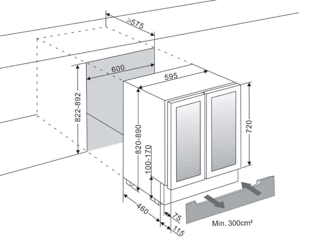 Built-in wine cooler - WineCave 60D2 Powder White Label-view