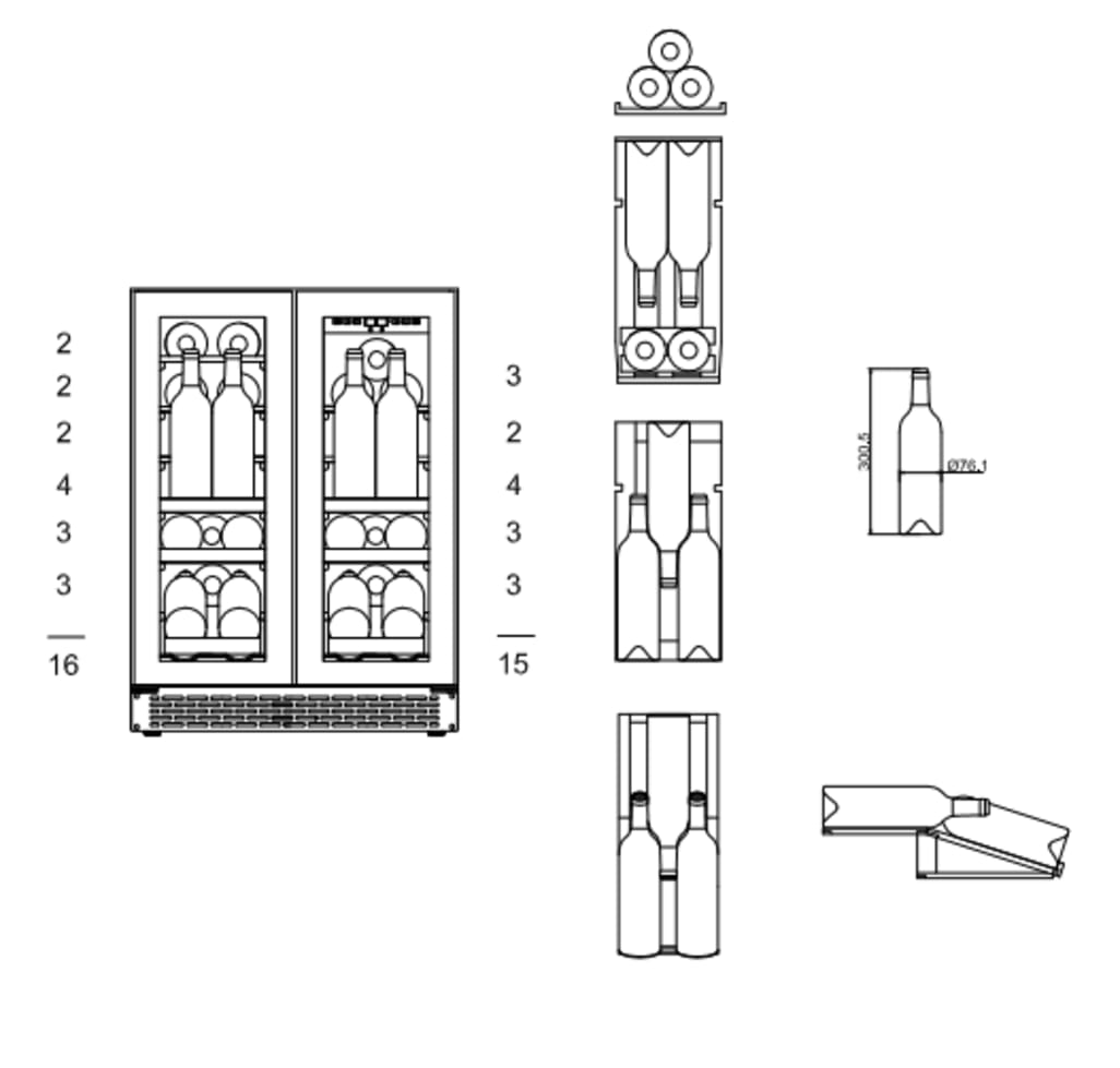 Built-in wine cooler - WineCave 60D2 Powder White Label-view