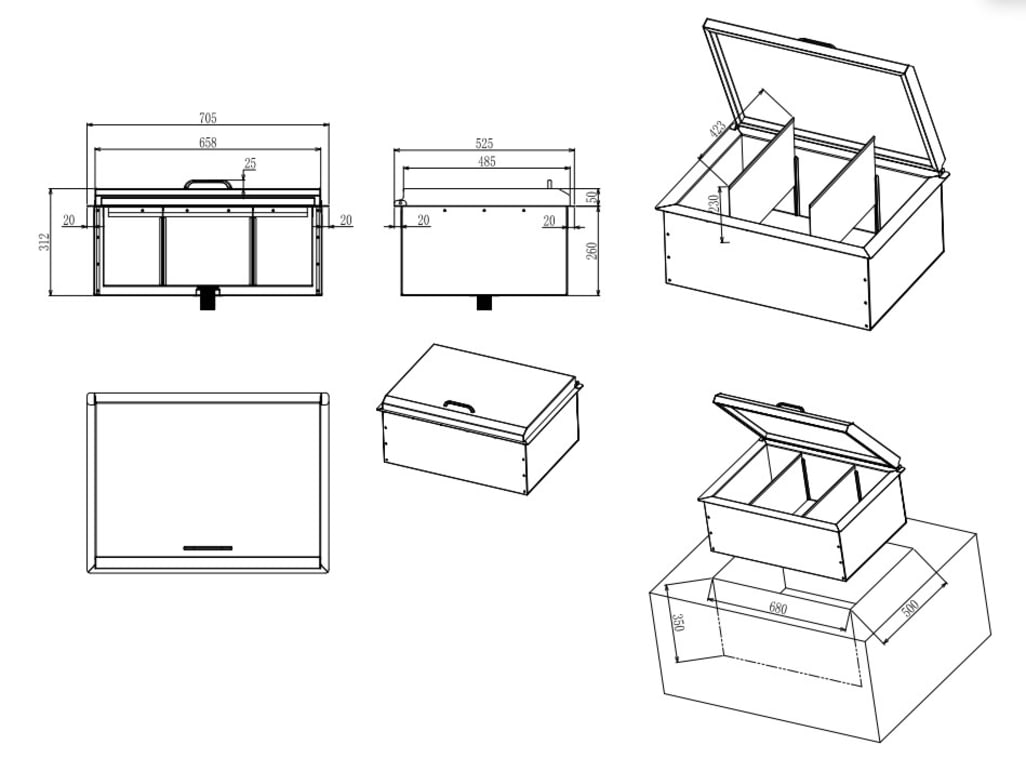 Built-in Ice well 70 cm