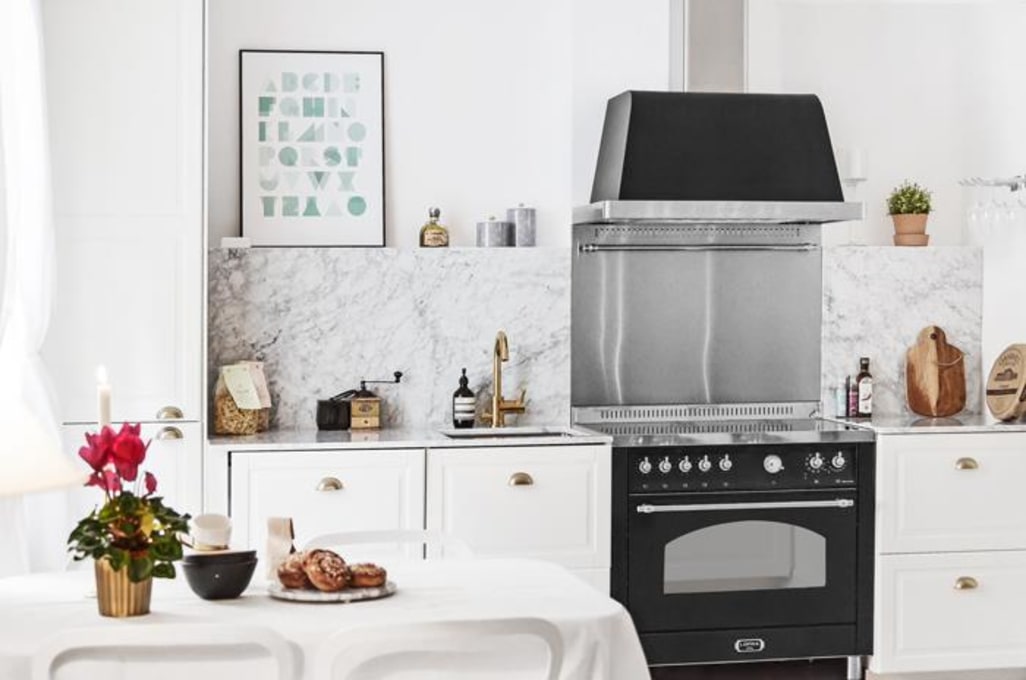 Komfyrpakke Svart/Krom – Dolce Vita 90 cm (komfyr + vifte + veggbeskyttelse) - Induksjon 1 ovn