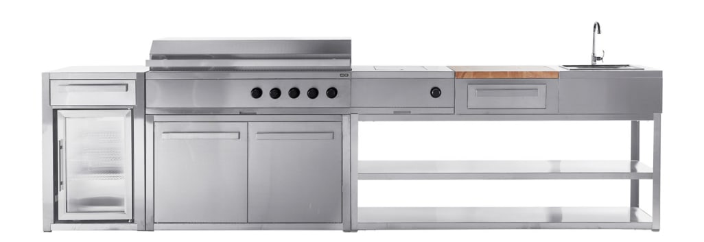 Myoutdoorkitchen - Nordic Line - Module de rangement avec Planche à découper (Inox)