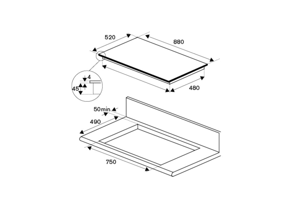 Modern Induktionshäll 90 cm med 3 multizoner