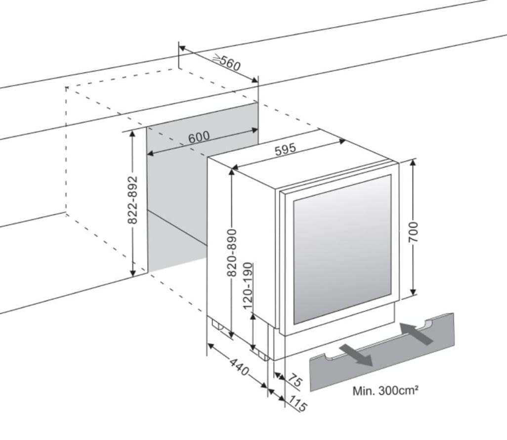 mQuvée Built-in wine cooler - WineCave 700 60D Custom Made  