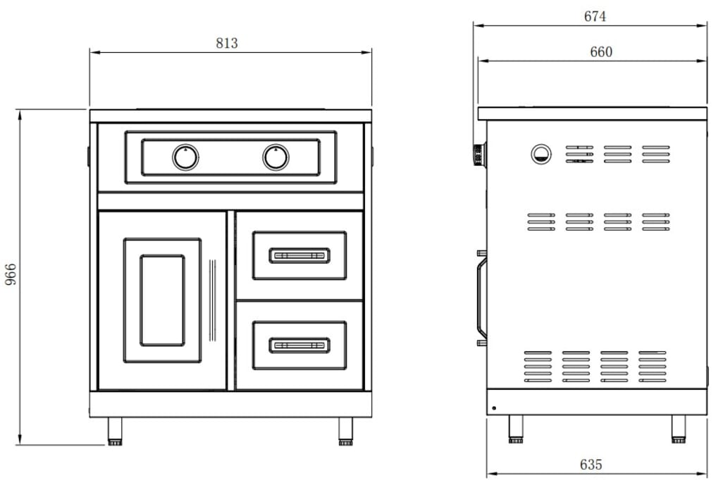(Outlet) - Inox Range - Module met zijbrander 