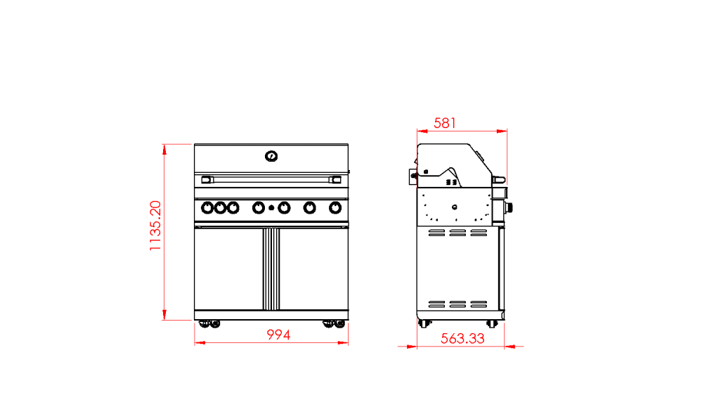 Black Collection - Barbecue à gaz indépendant à 6 brûleurs et diffuseur infrarouge
