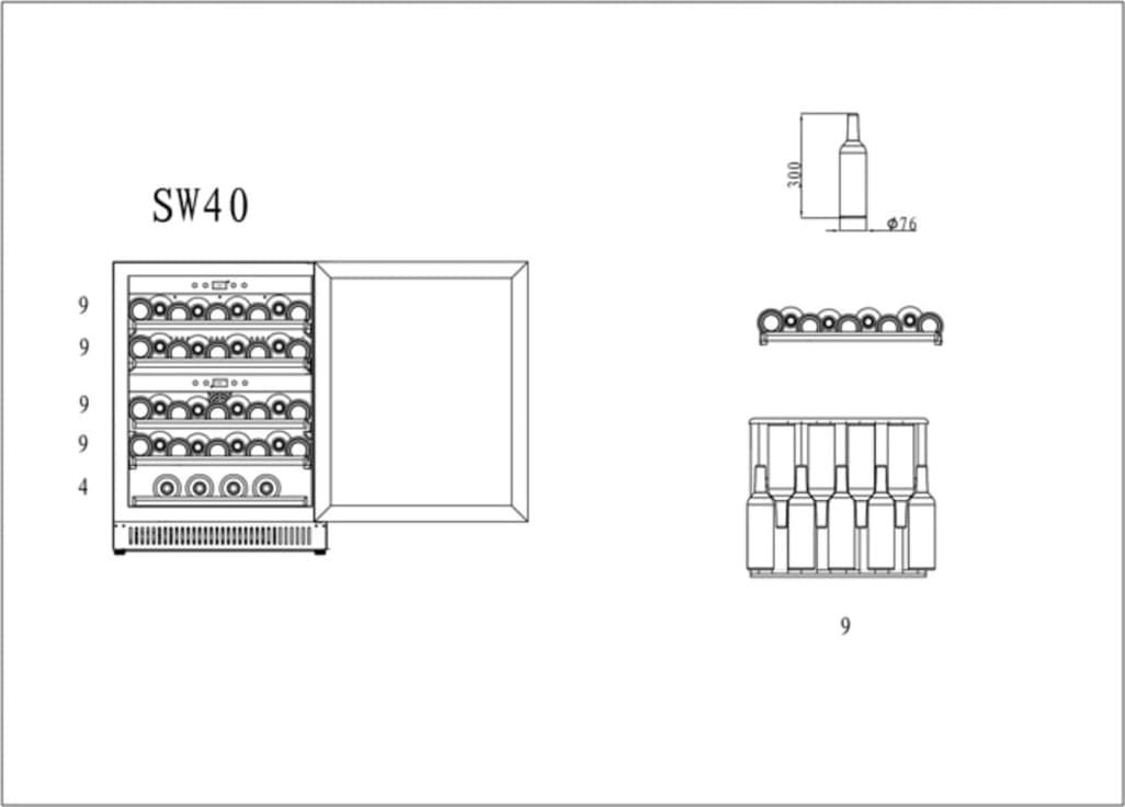 Built-in wine fridge - Scandinavian Collection 40 Fullglass Black