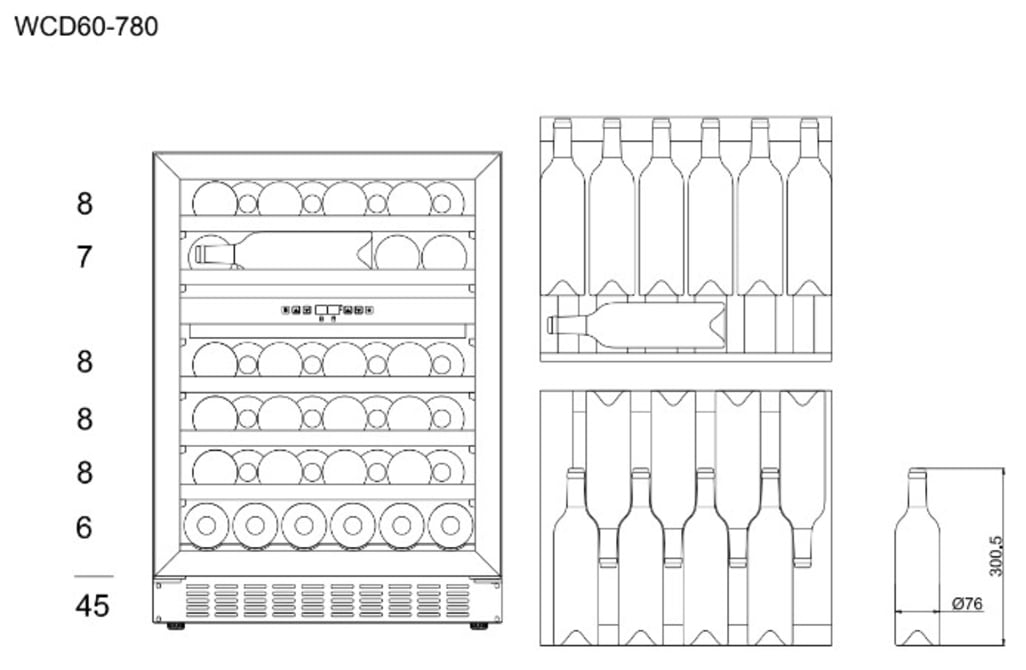 Innebygd vinskap - WineCave 780 60D Stainless