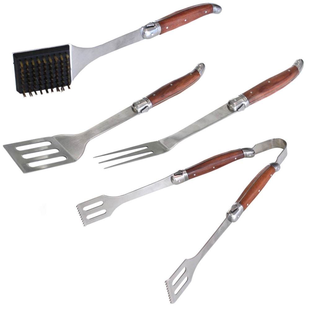 BURNHARD Grillbesteck 4-in-1 Multitool - Grillzange, Gabel, Wender & Flaschenöffner In Einem, Klappbar