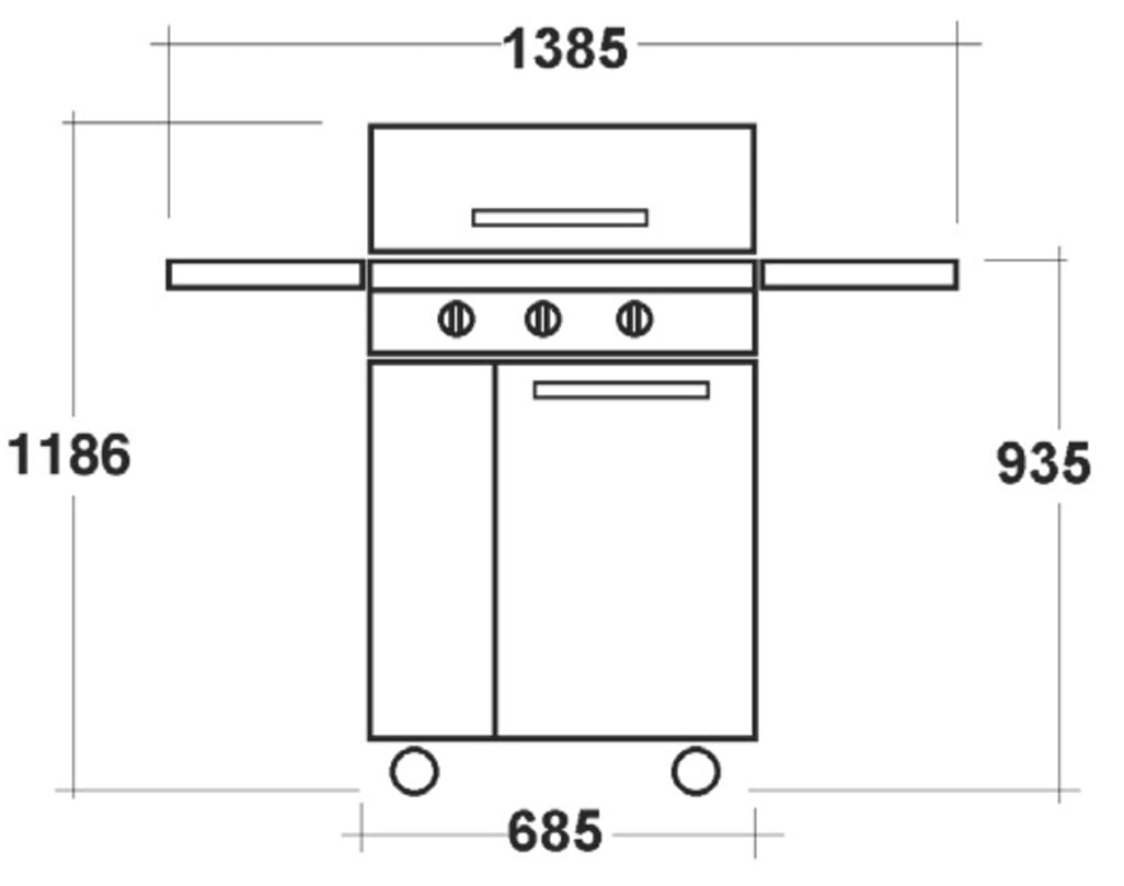 Frittstående gassgrill Milano 70 cm