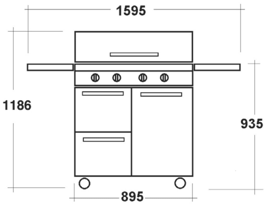 Fritstående gassgrill Milano 90 cm