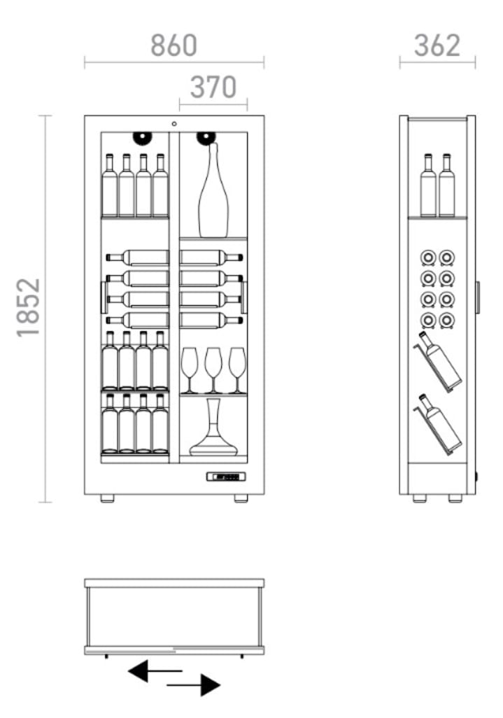 Freistehender Weinkühlschrank - Teca H14 Black