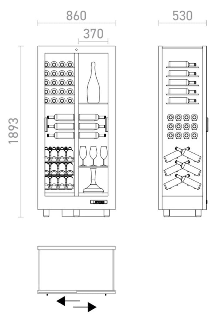 Freistehender Weinkühlschrank - Teca M14 Black