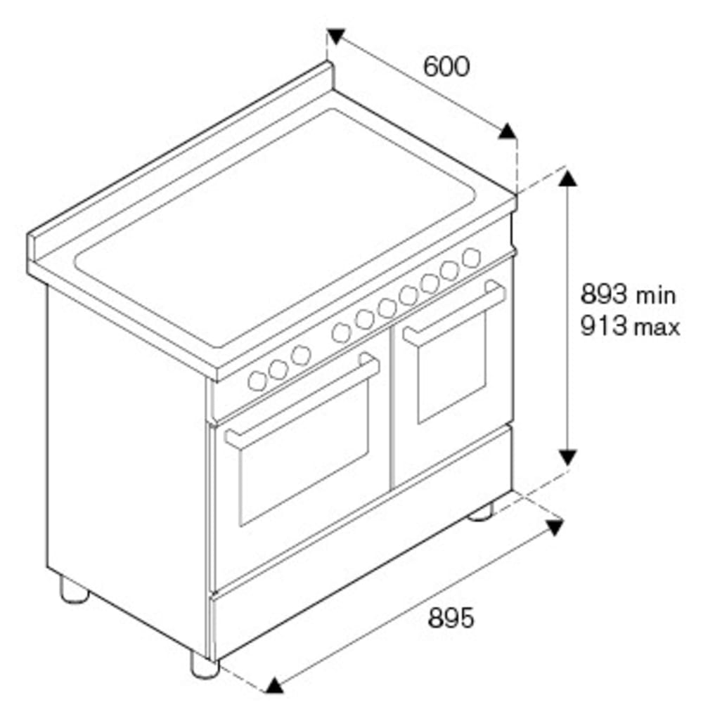 Professional 90 cm (2 ugnar) (Rostfri) Gas