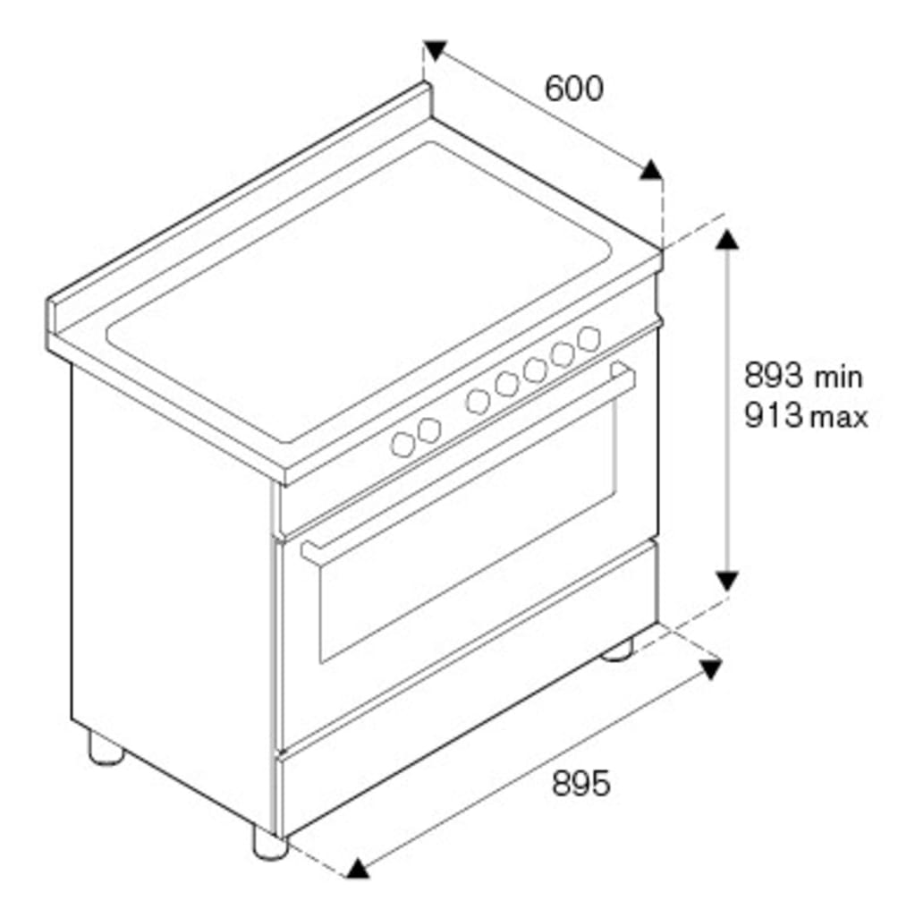 Professional 90 cm (1 ugn) (Svart) Induktion