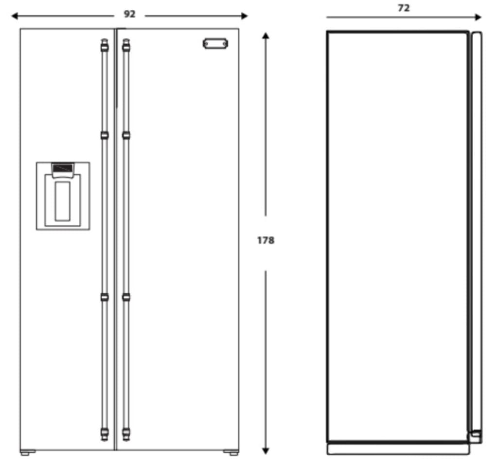 Lofra - Dolce Vita Refrigerator (Black/Chrome) (B: 91,2 x H: 178 x D: 71,6 cm) - V3