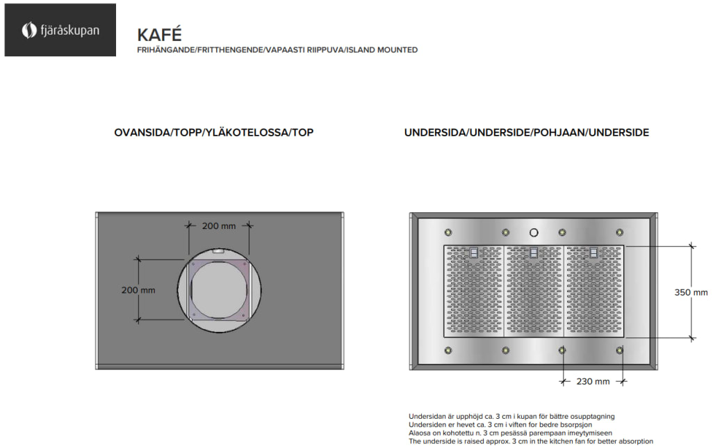 Frihängande fläkt - Kafé 80 cm