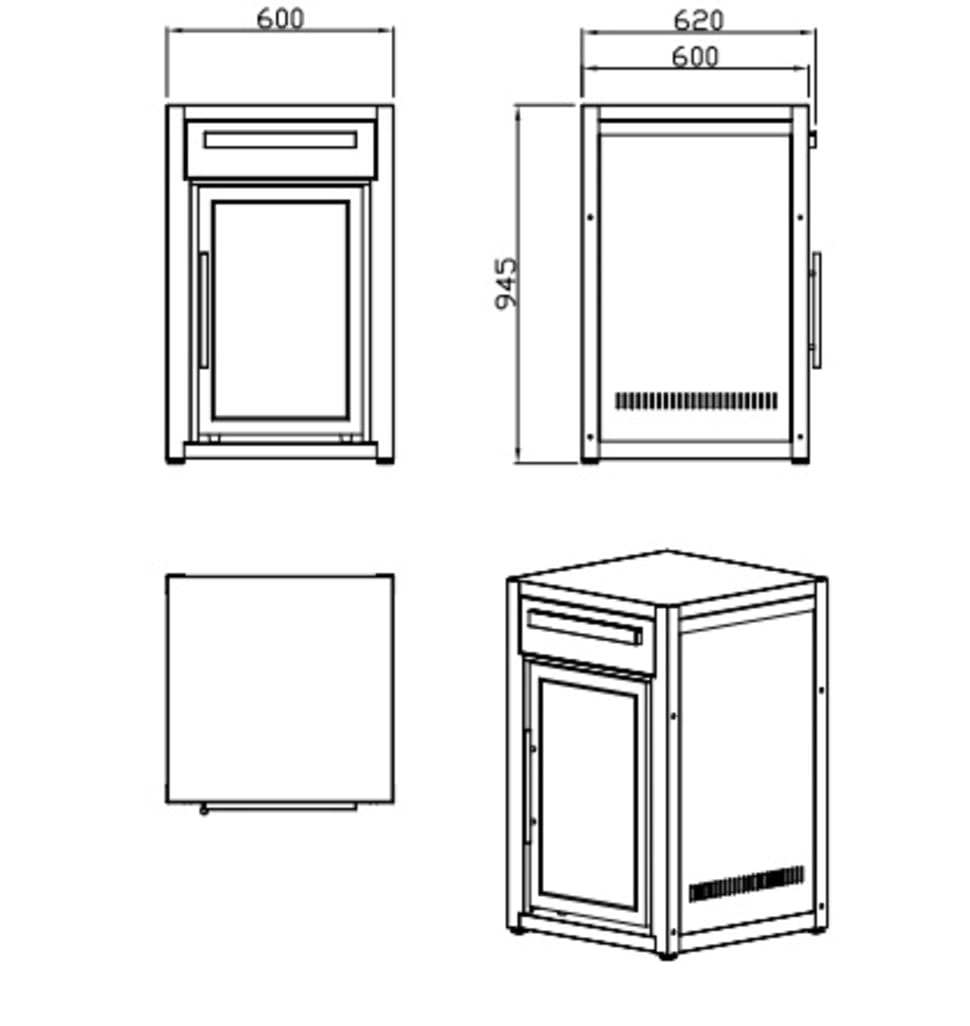 Myoutdoorkitchen - Nordic Line Black - 201SS - Free-standing refrigerator module