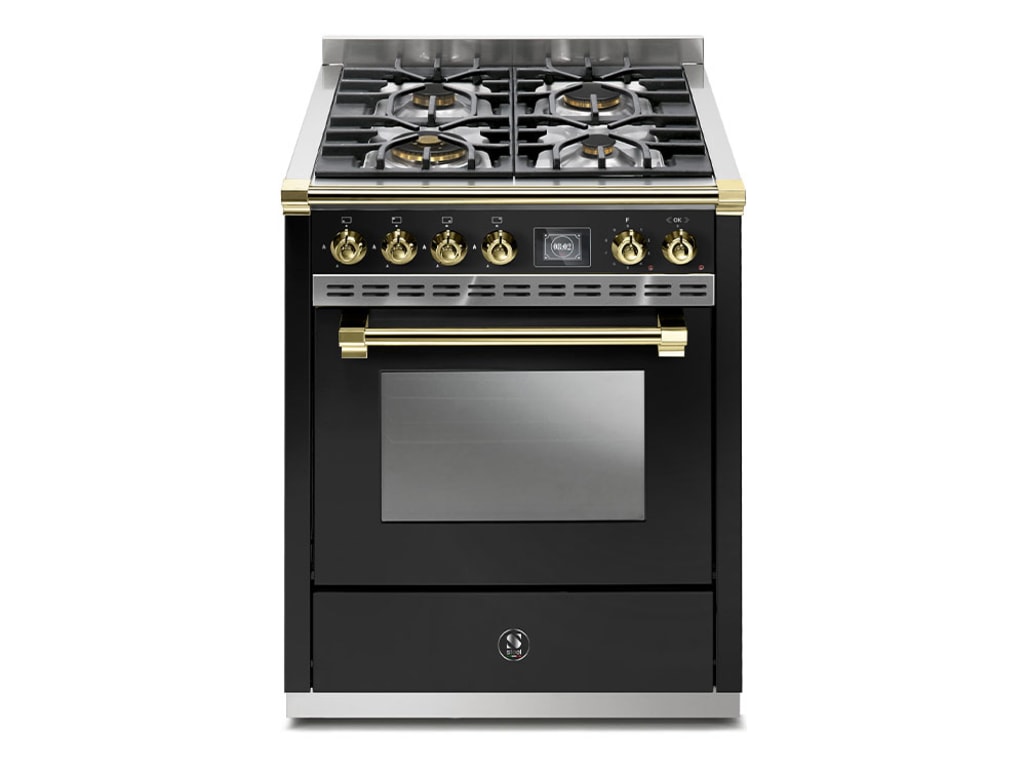 Steel - Ascot - Combi-Steam 70 cm (1 oven) (Nero/Brass) Gas