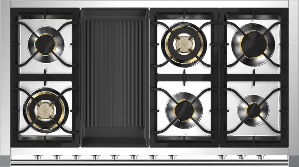 Ascot - Combi-steam - Gasskomfyr 120 cm (2 ovner) (Inox/Brass) + BBQ