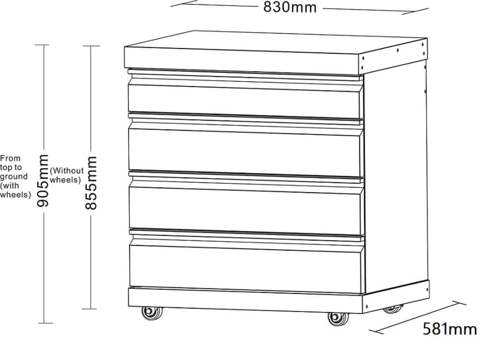 Myoutdoorkitchen - Classic Line Black - 304SS - 4 drawers module