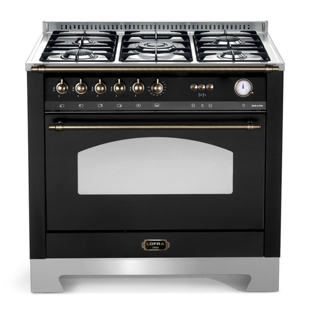 Piano de cuisson - Dolce Vita 90 cm (1 four à gaz) (Noir/Bronze) Gaz