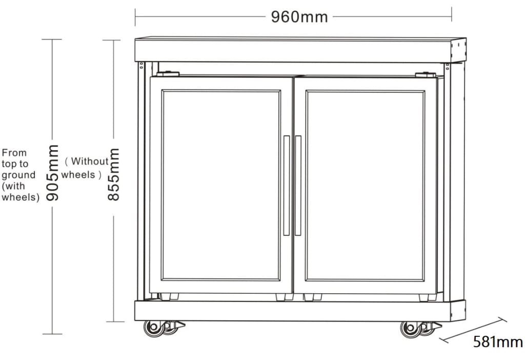 (B-Vare) - Myoutdoorkitchen - Black Collection - Modul køleskab med dobbelte låger