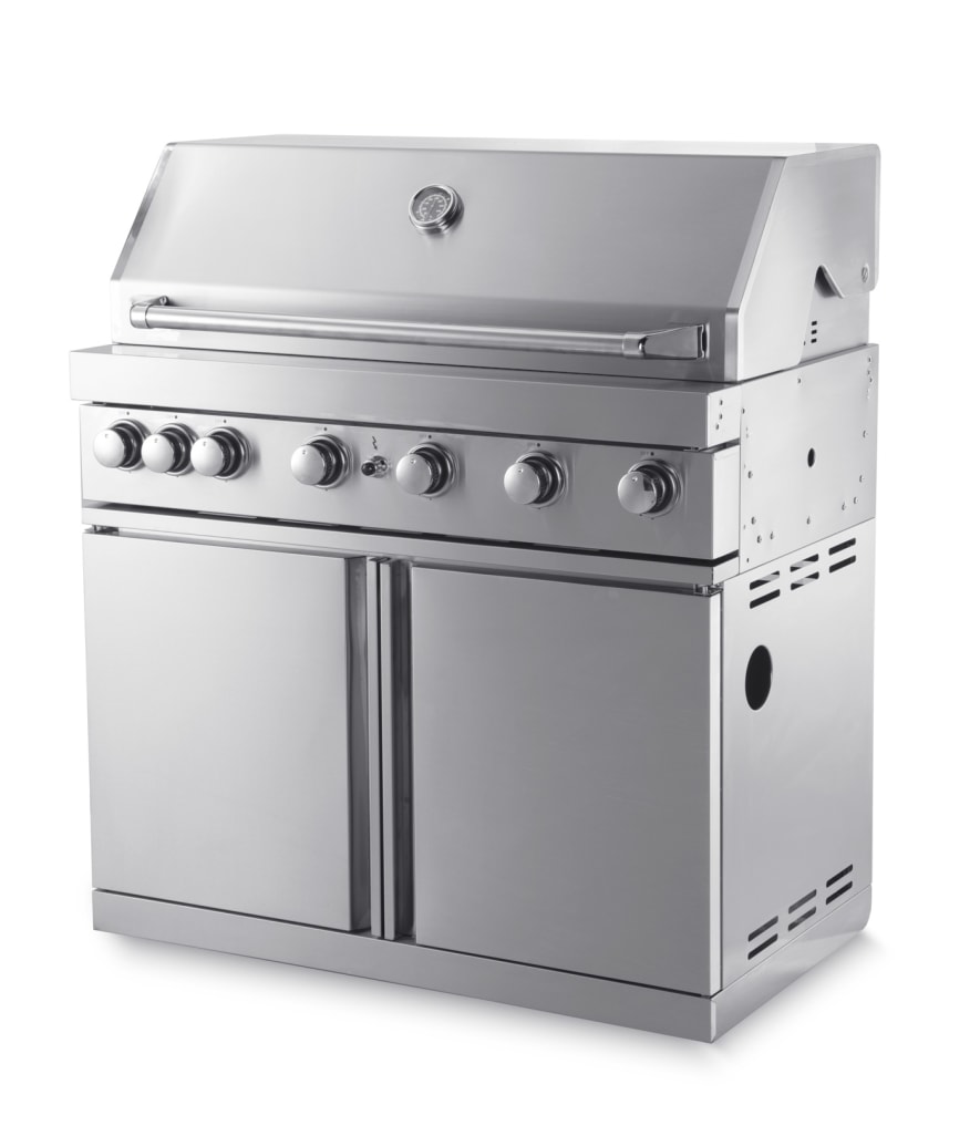 Stainless Collection - Fritstående gasgrill med 6 blu, infravarme og sideborde