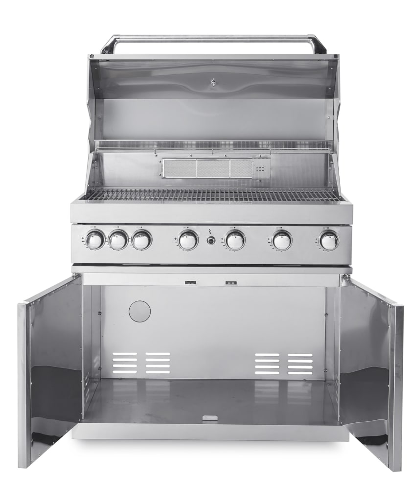 Stainless Collection - Fritstående gasgrill med 6 blu, infravarme og sideborde