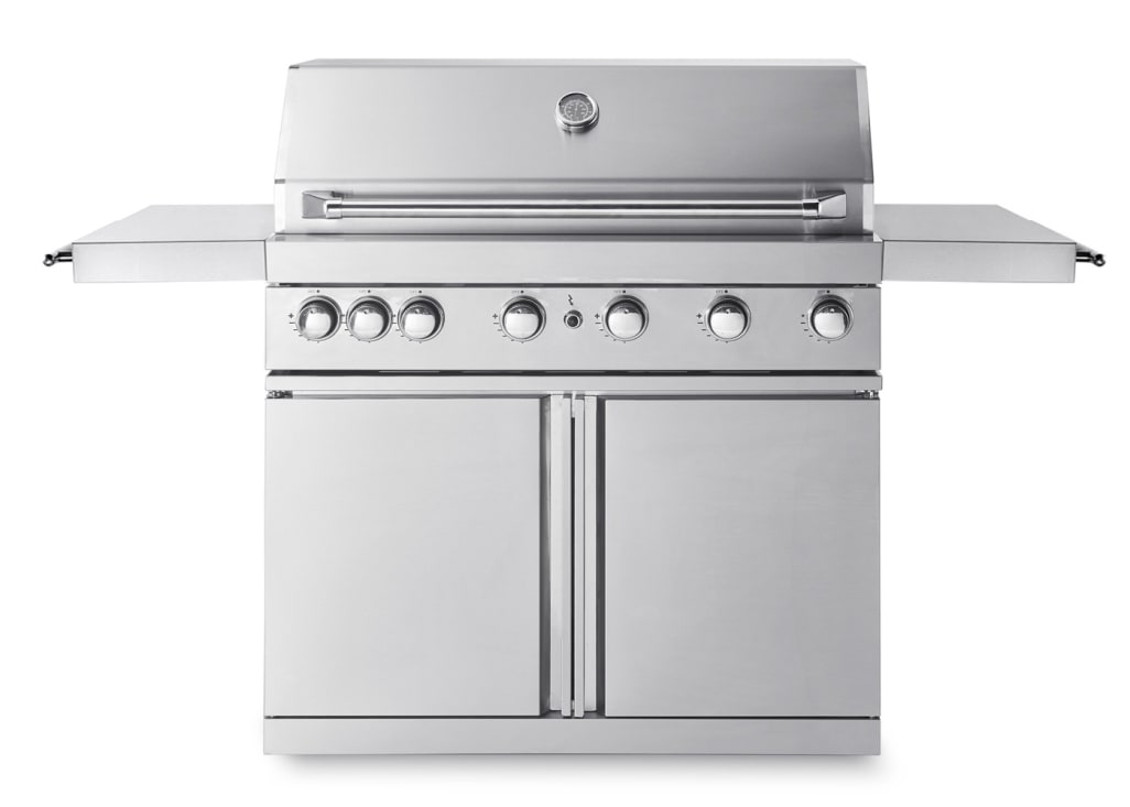 Stainless Collection - Frittstående gassgrill med 6 brennere, infravarme og sidebord