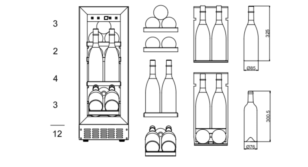 Champagnekøleskab til indbygning - WineCave 700 30S Anthracite Black