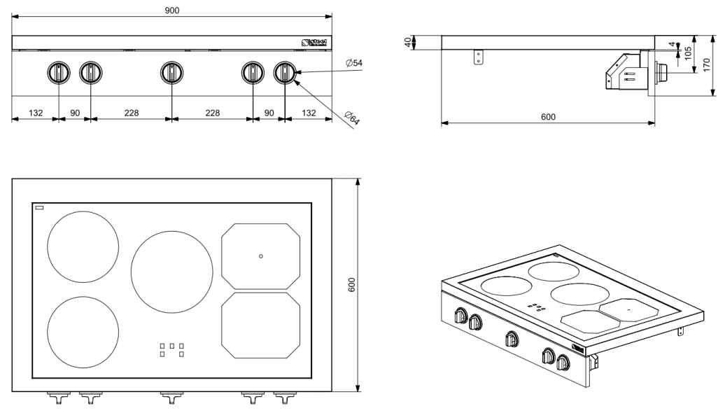 Steel - Enfasi - Hob 90 cm (Inox) Induction