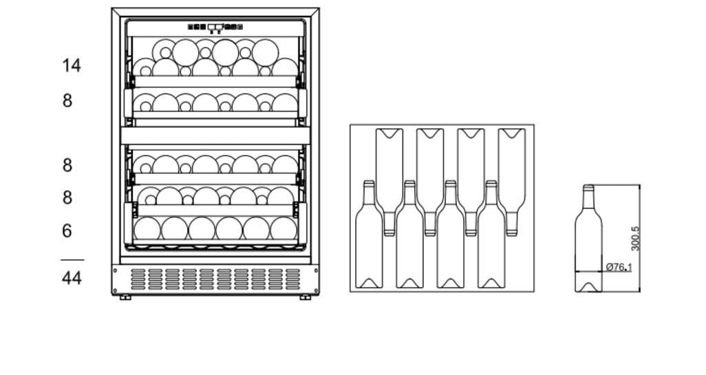 Cave à vin encastrable - WineCave 60DD Fullglass Black 