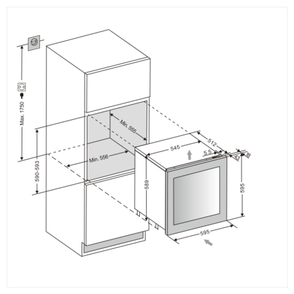 Integrerbar vinkyl - WineKeeper Exclusive 25D Panel Ready Push-Pull