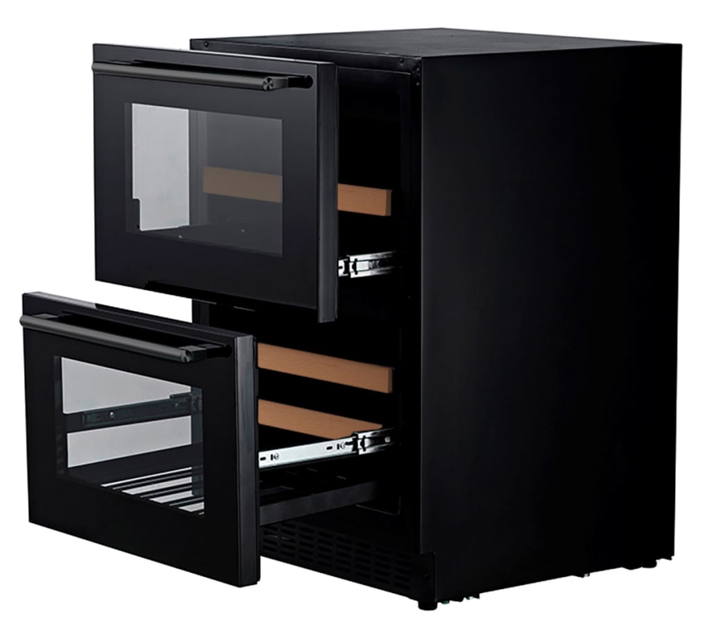 Einbau-Weinkühlschrank - WineCave 60DD Fullglass Black 