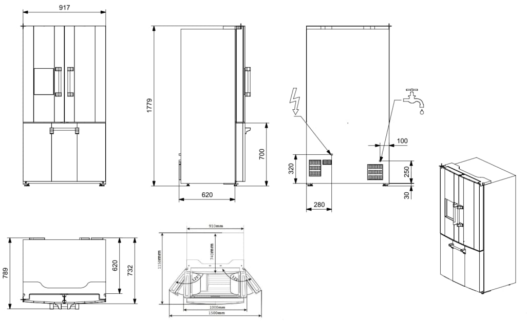 Fristående kylskåp med french door - Ascot 90 cm