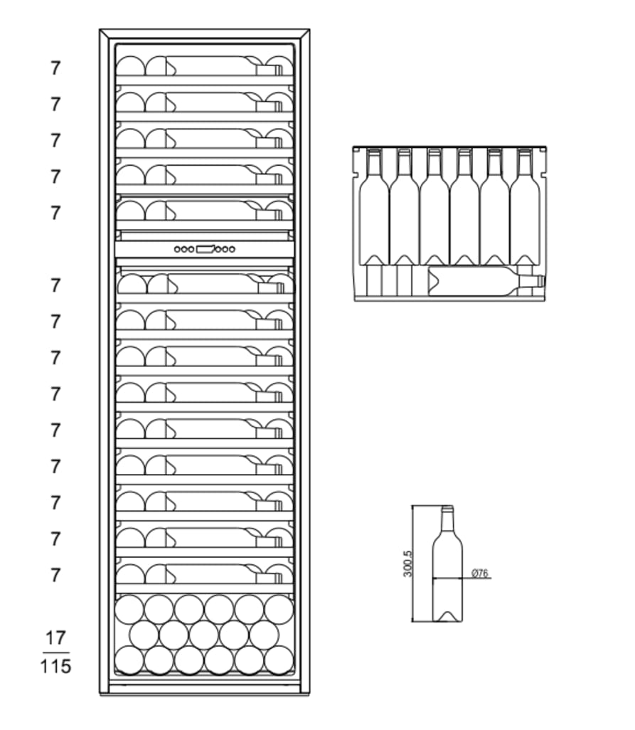 Integrerbart vinskap - WineKeeper Exclusive 112D Push/Pull 