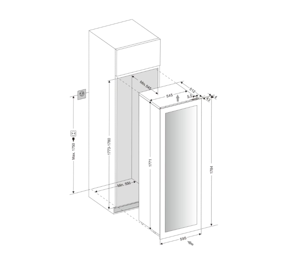 Integrerbart vinskap - WineKeeper Exclusive 112D Push/Pull 