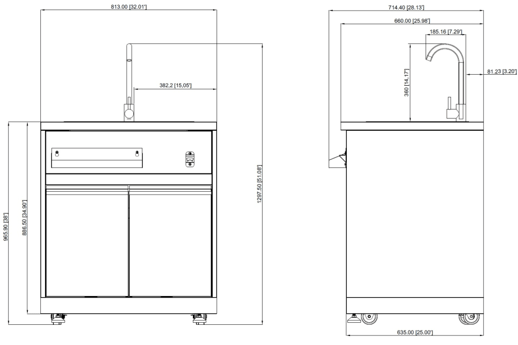 Myoutdoorkitchen - Inox Range - 304SS Stainless - Sink Cabinet
