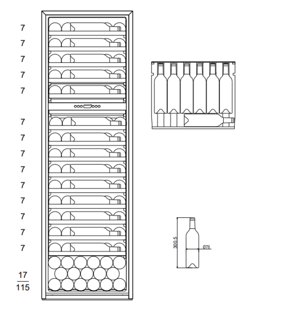 Integrérbart vinkøleskab –  WineKeeper 112D Panel Ready Push/Pull 