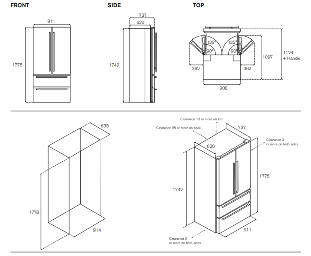 Professional - Kjøleskap med french door 90 cm - REF904FFNXTC