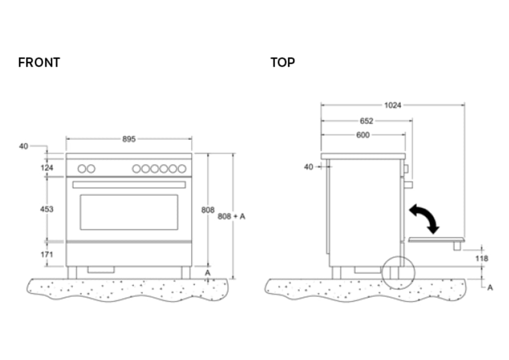 Spis - Professional 90 cm (1 ugn) (Rostfri) Induktion (Air-Tec) (Utan sockel)