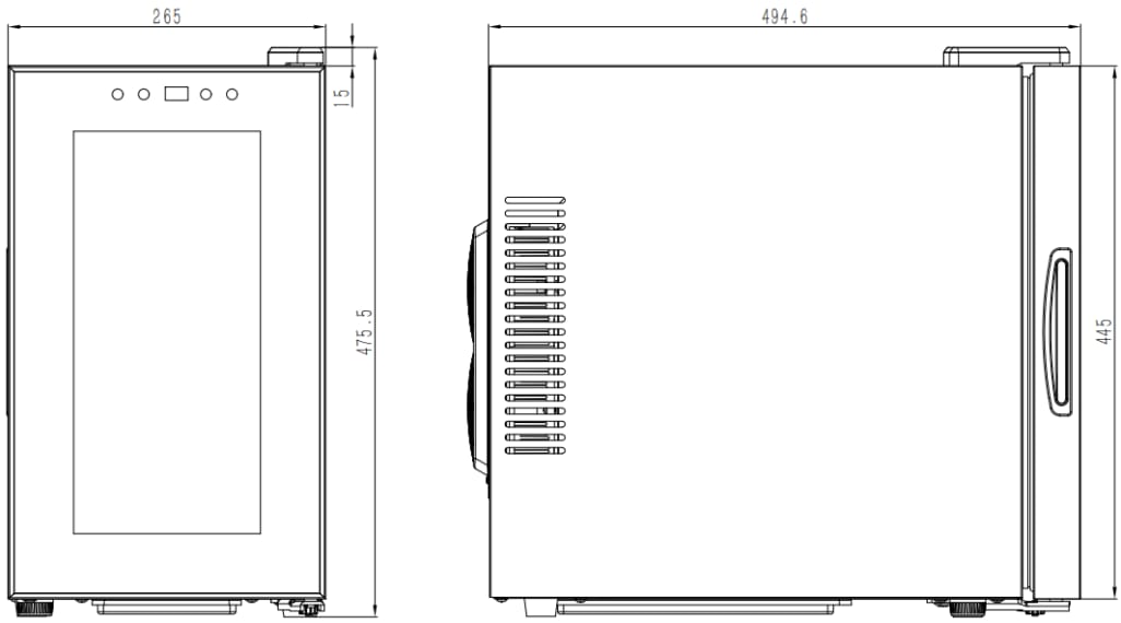 Free standing thermoelectric wine cooler - Northern Collection 8 Black