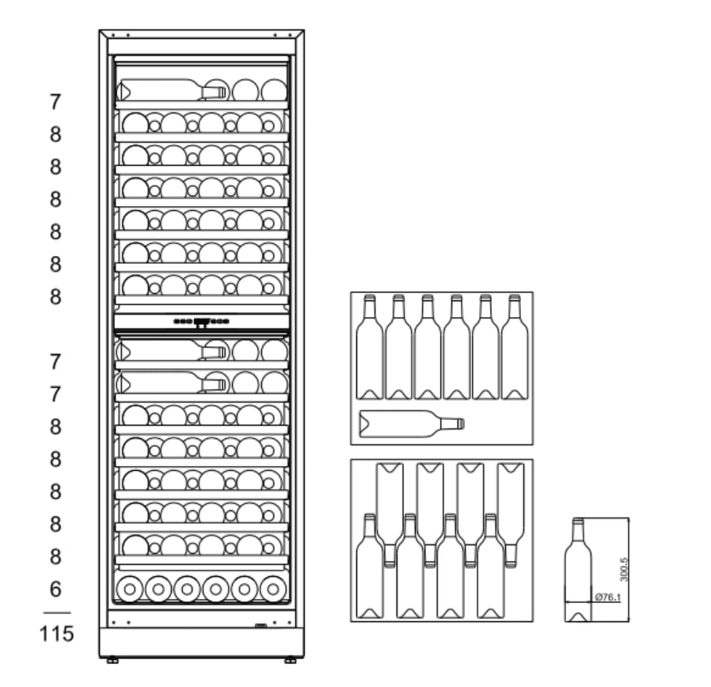 Vinkøleskab til indbygning - WineCave 187 Stainless 