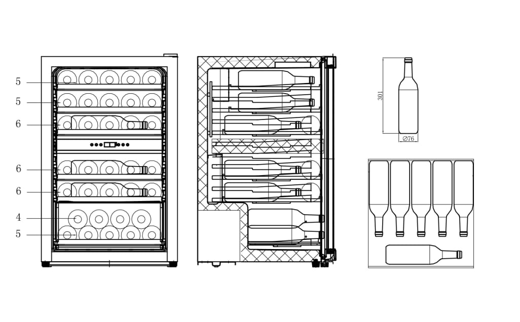 Freistehender Weinkühlschrank - Polar Collection 51 