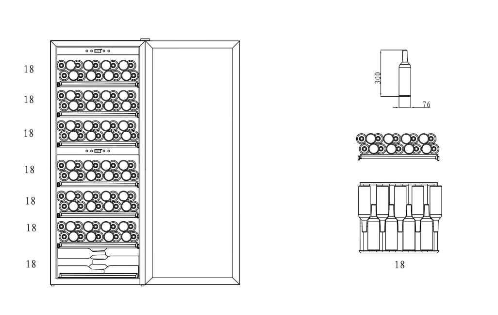 Freistehender Weinkühlschrank - WineExpert 126 Fullglass Black 