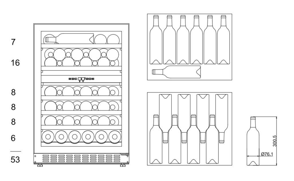 Vinkøleskab til indbygning - WineCave 800 60D Fullglass Black