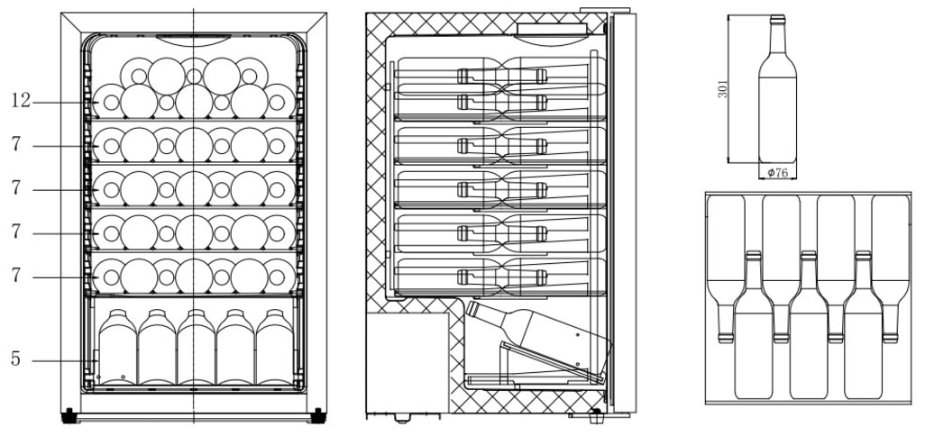 Freistehender Weinkühlschrank - Polar Collection 50 