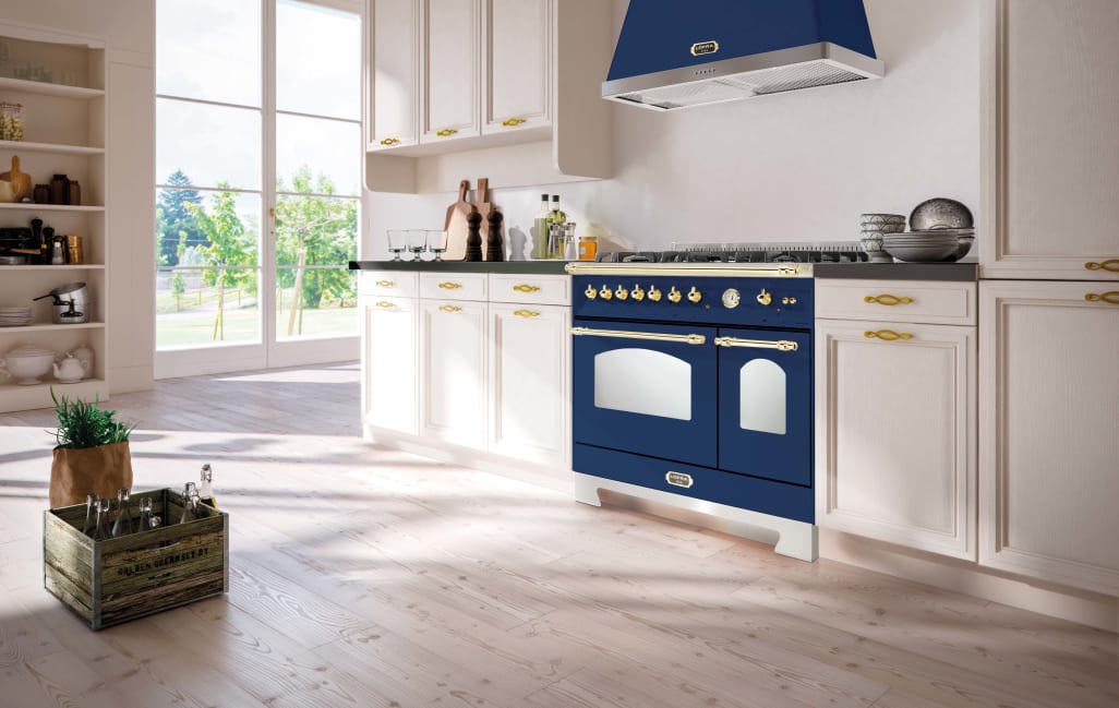 Range cooker - Dolce Vita 90 cm (2 ovens) (Blue/Brassed) Gas