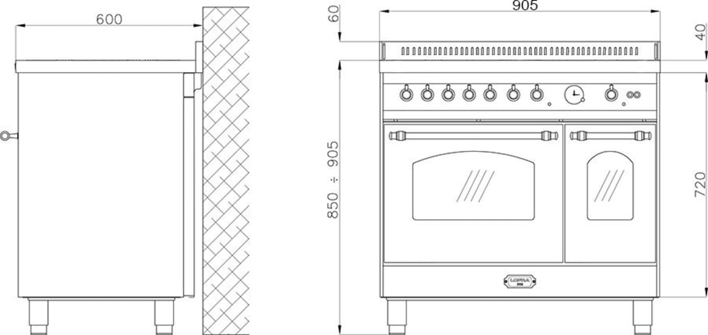 Range cooker - Dolce Vita 90 cm (2 ovens) (Blue/Bronze) Induction