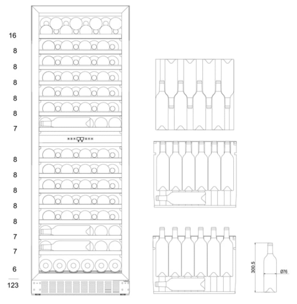 (B-Vara) - Inbyggbar vinkyl - WineCave 187 Stainless 